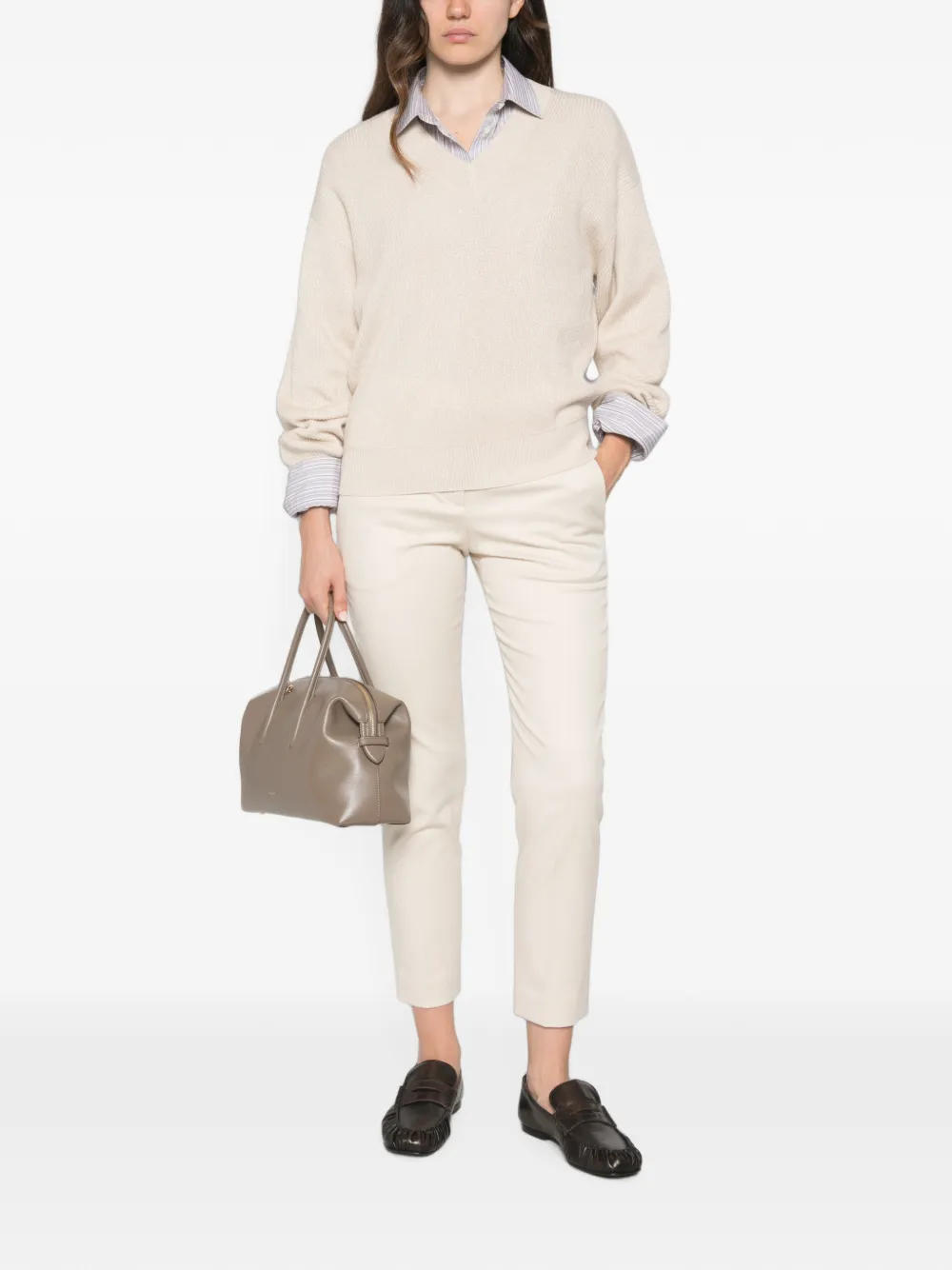 Brunello Cucinelli Trui met V-hals Beige