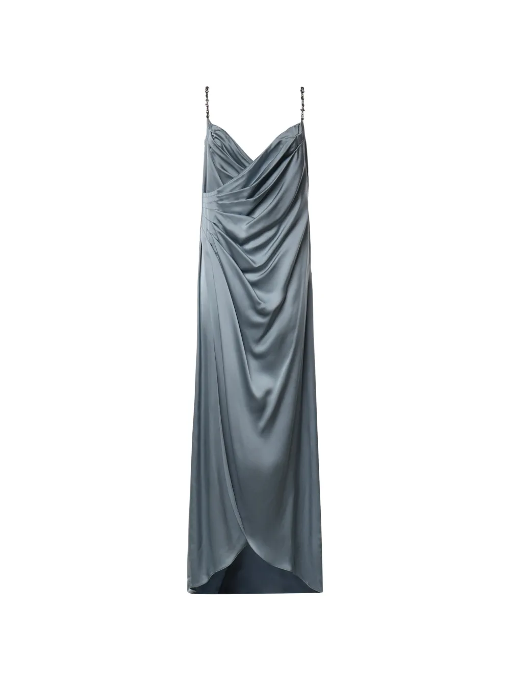 Valentino Garavani long dress in embroidered Cady satin - Blau