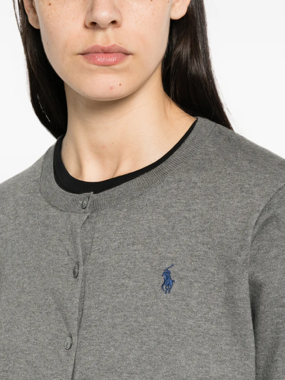 Polo Ralph Lauren logo-embroidered button-front cardigan Grijs