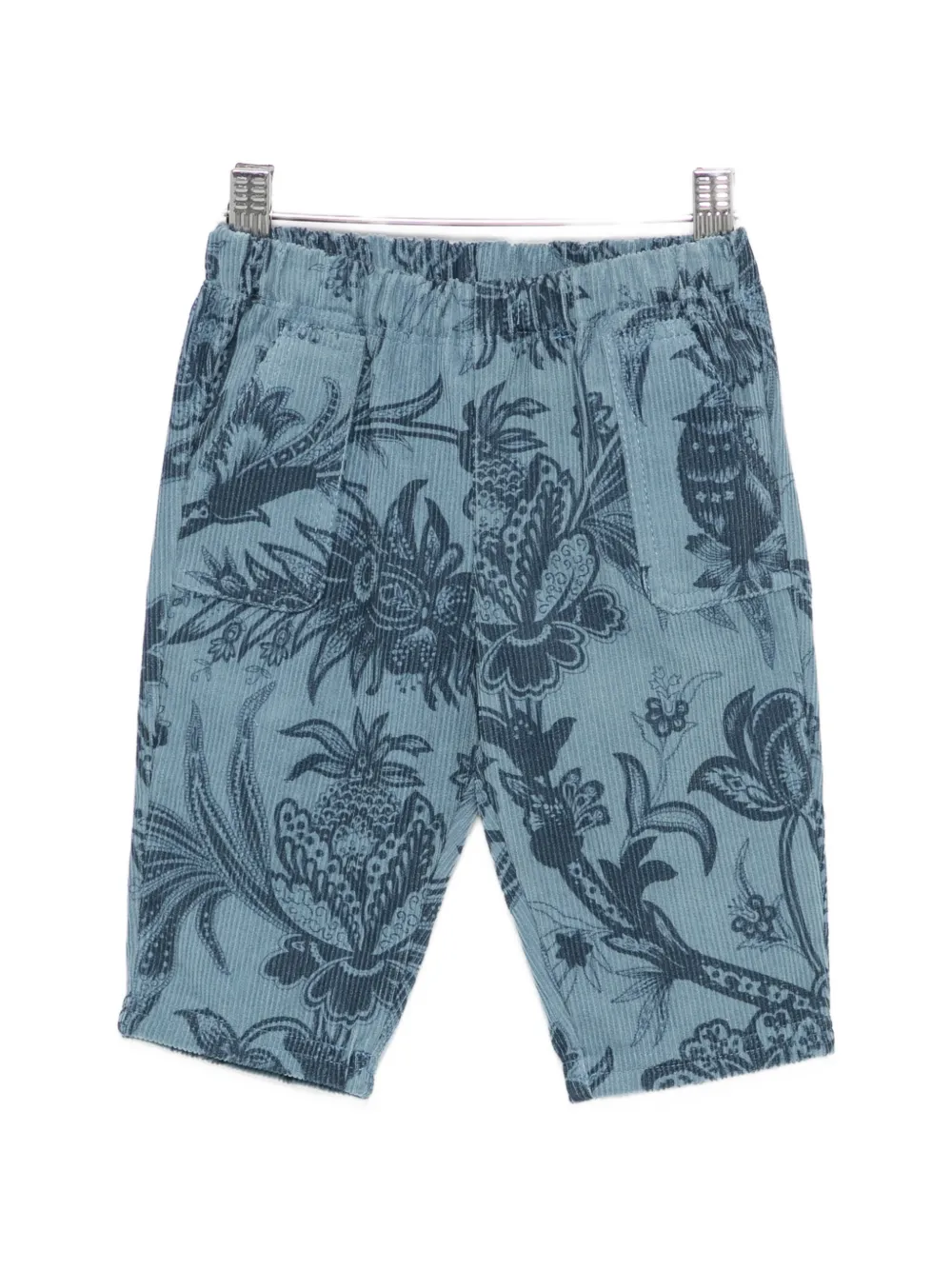 ETRO KIDS floral-print corduroy trousers - Blu