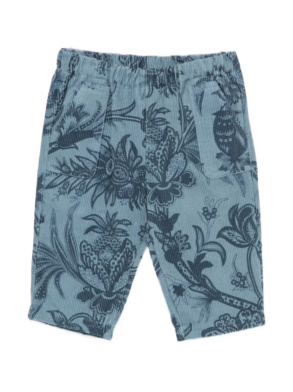 ETRO KIDS floral-print corduroy trousers - Blu