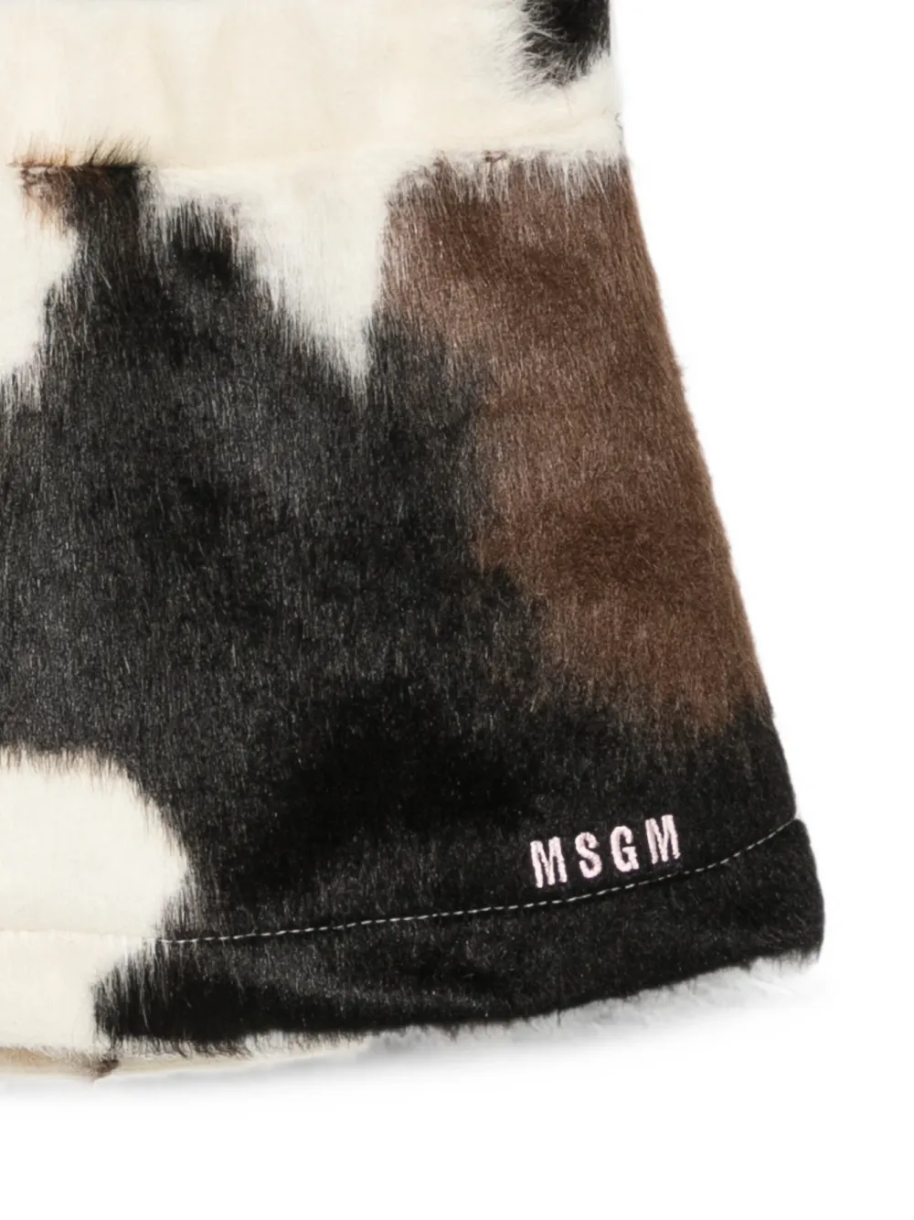 MSGM Kids Rok van imitatiebont met koeien-print Beige