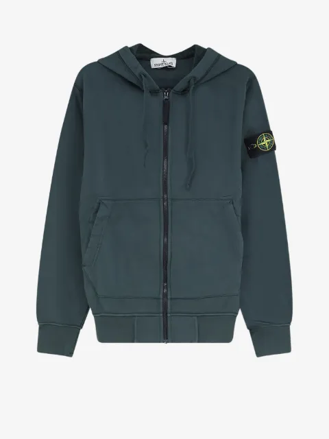 Stone Island logo-patch zip-up hoodie
