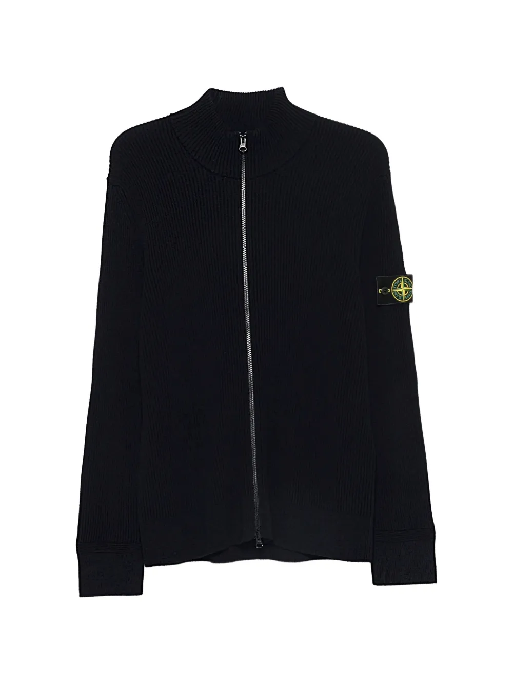 Stone Island 5100017 full rib RWS wool zip-up jumper - Nero