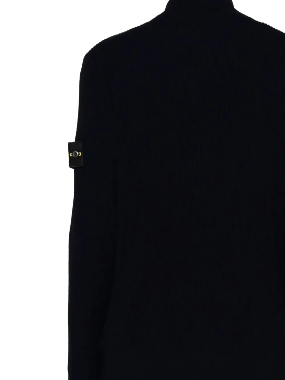 Stone Island 5100017 RWS wollen geribbelde trui met rits Zwart