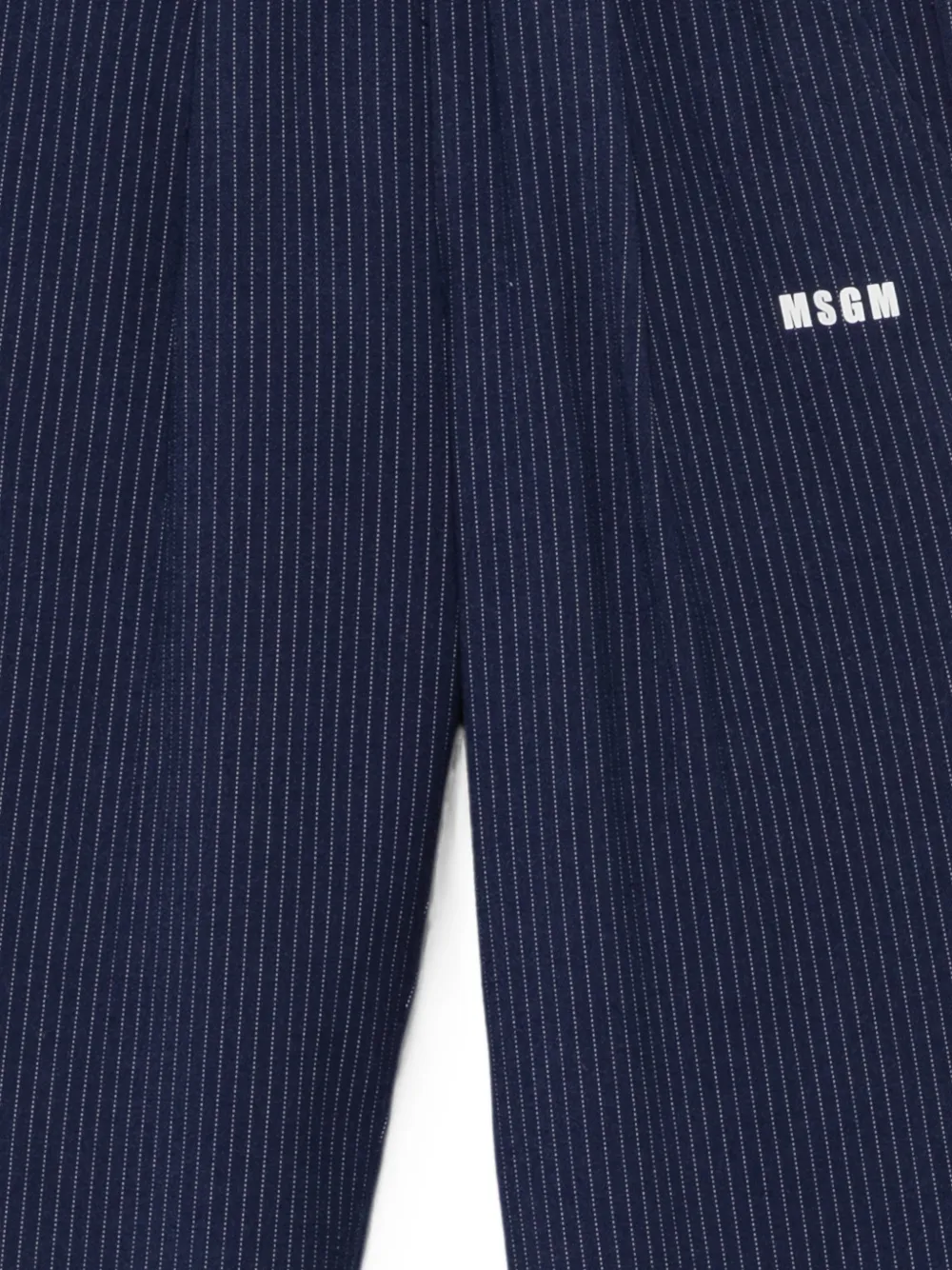 MSGM Kids Broek met krijtstreep en logoprint Blauw