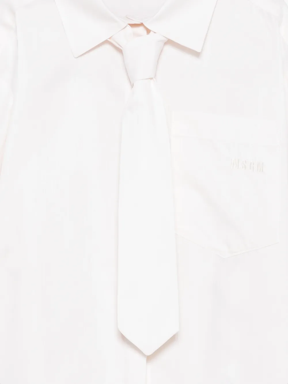 MSGM Kids Shirt met geborduurd logo en strik-detail Wit