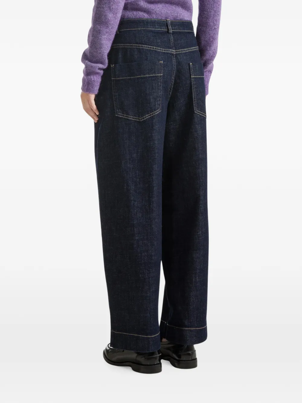 Seventy contrast-stitch wide-leg jeans Blauw