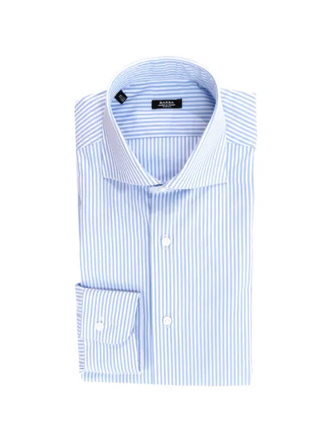 Barba vertical-stripe spread-collar shirt
