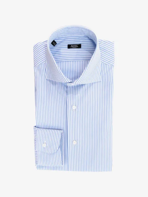 Barba vertical-stripe spread-collar shirt