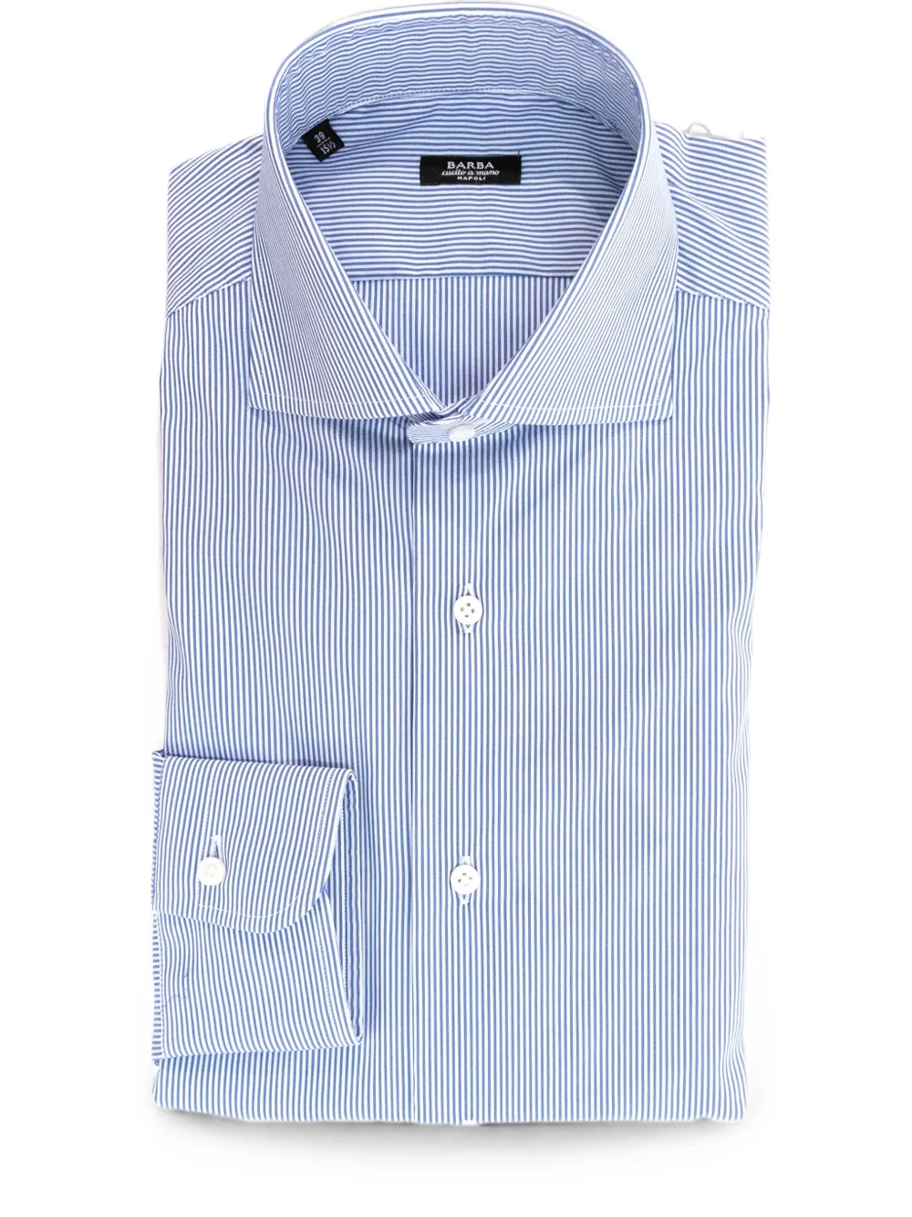 Barba Overhemd met gespreide kraag en verticale streep Blauw