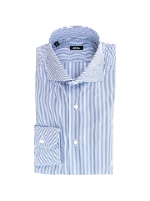 Barba vertical-stripe spread-collar shirt