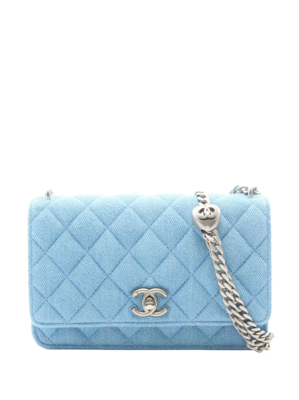 CHANEL Pre-Owned 2021-2026 CC Quilted Denim Wallet on Chain crossbody bag - Blue
