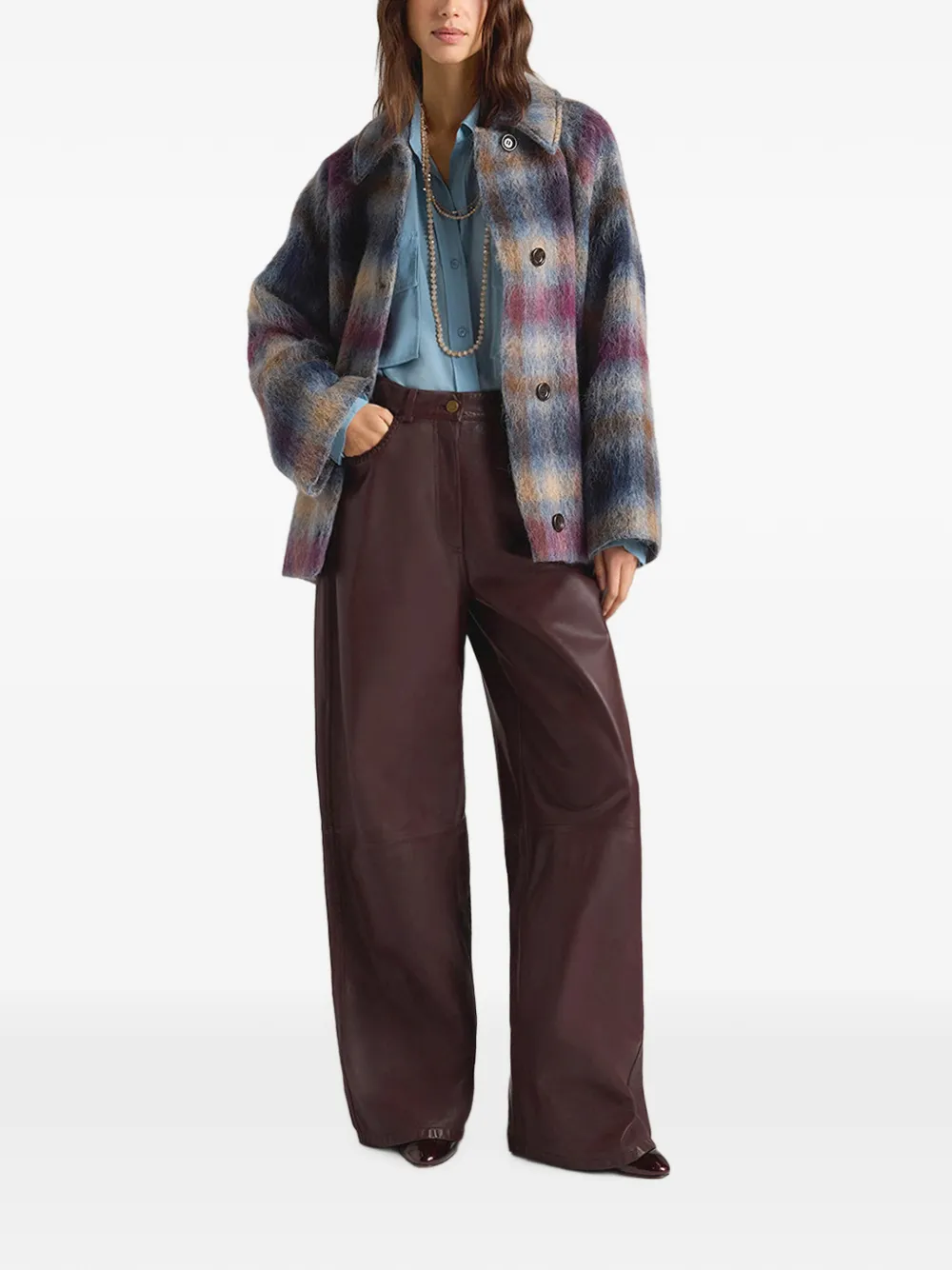 MOMONÌ Aoki leren broek Bruin