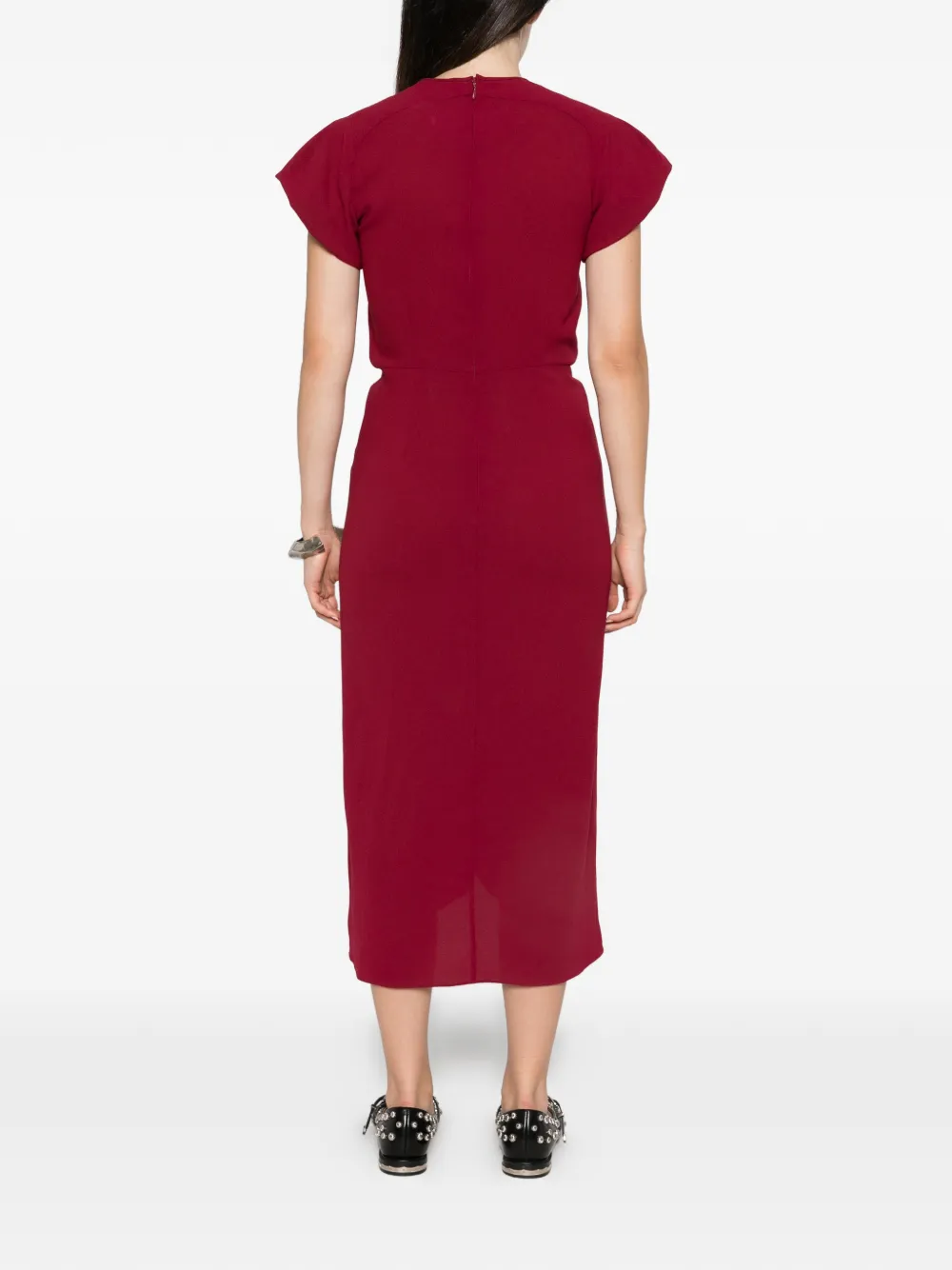 ISABEL MARANT Terena gesmockte midi-jurk met kapmouwen Rood