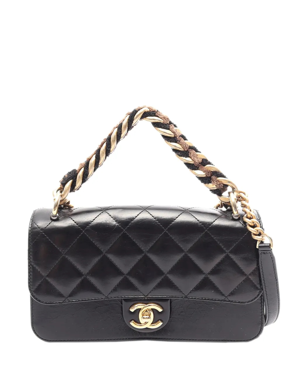 CHANEL Pre-Owned Borsa a tracolla piccola in pelle di vitello trapuntata con fodera e battente 2017-2018 - Nero