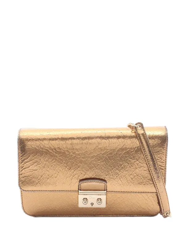Dior Pre-owned 20th Century Metallic Calfskin Miss Dior Promenade Crossbody Bag in Gold