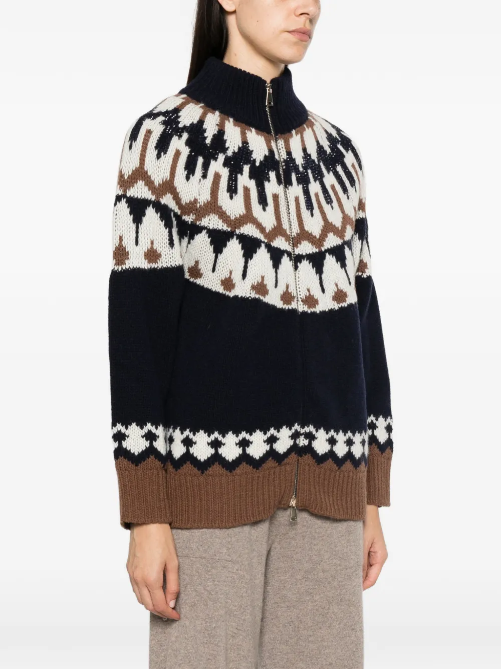 ERMANNO FIRENZE Vest met jacquard en verfraaid met pailletten Blauw
