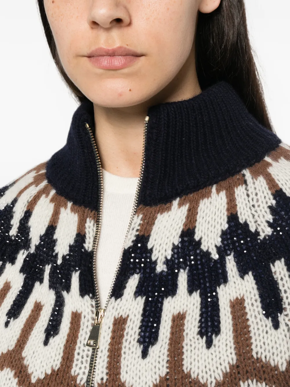 ERMANNO FIRENZE Vest met jacquard en verfraaid met pailletten Blauw
