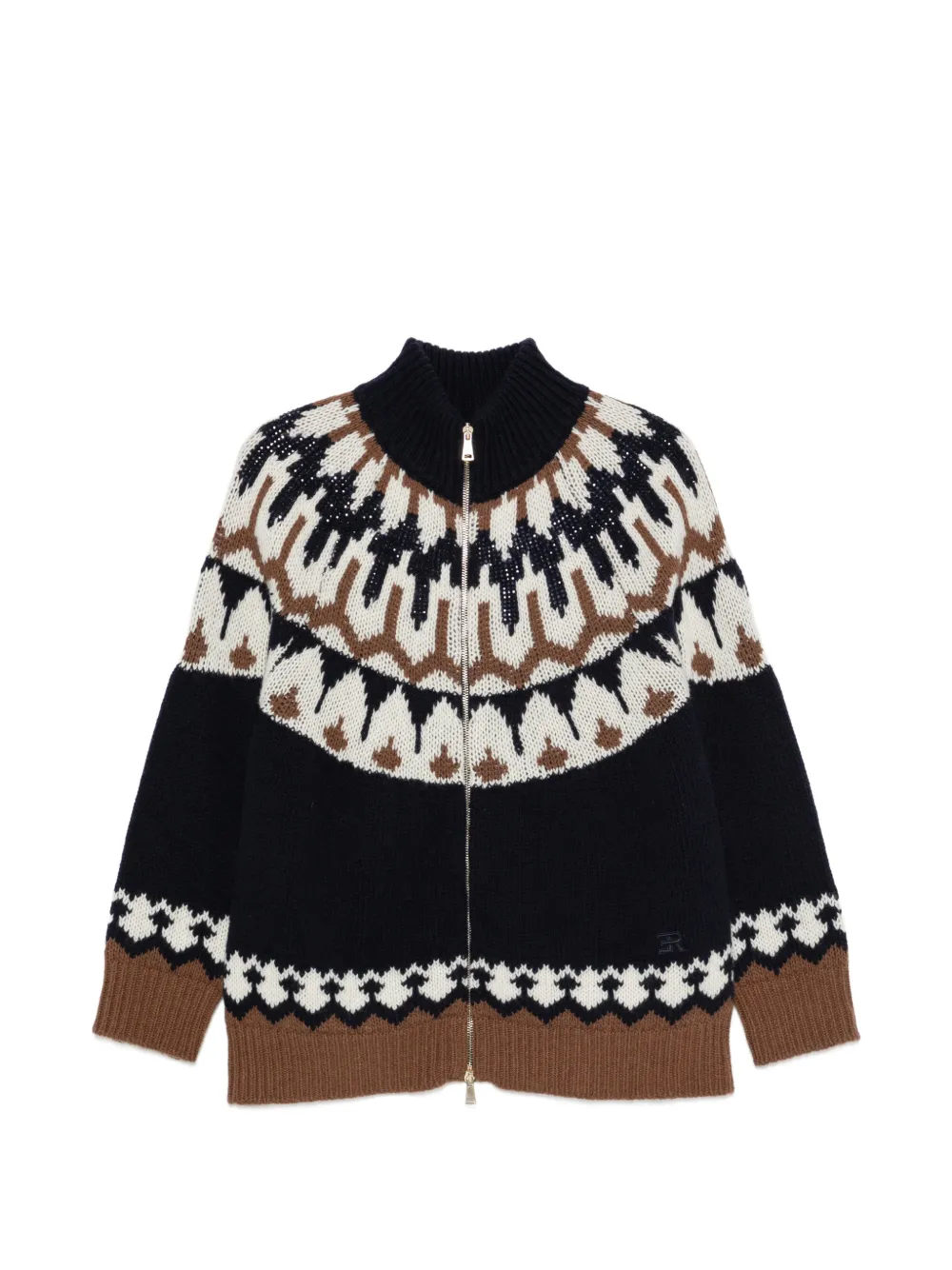 ERMANNO FIRENZE sequin-embellished jacquard-knit cardigan - Blau