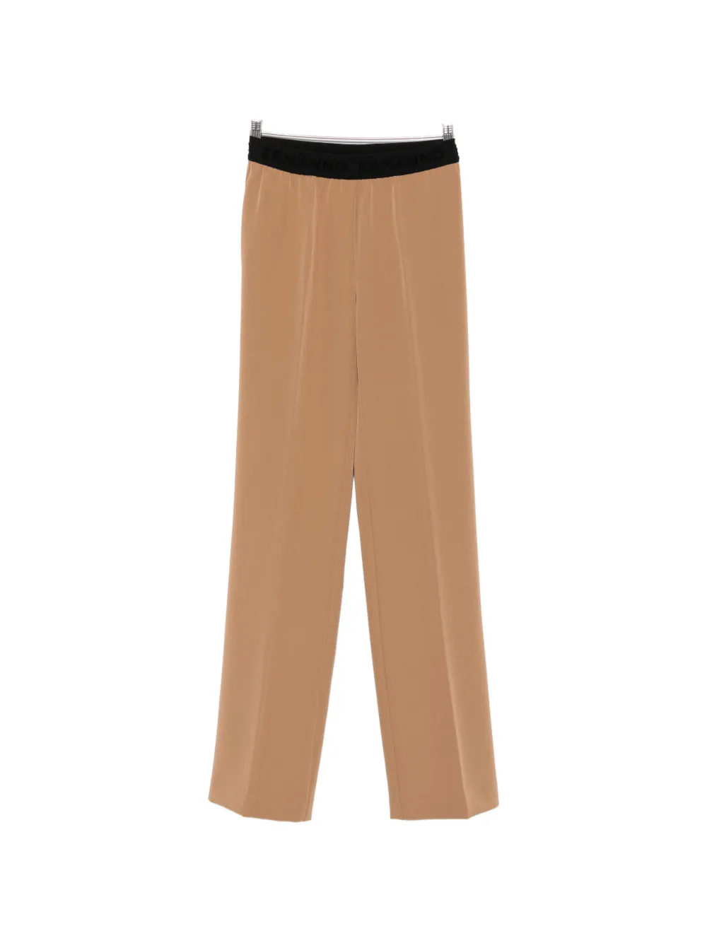 ERMANNO FIRENZE logo-waistband straight-leg trousers - Marrone