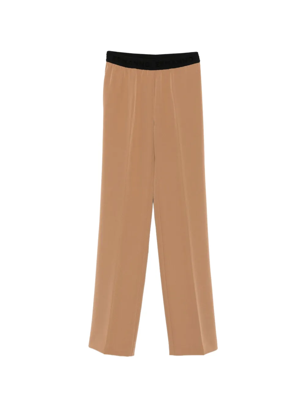 ERMANNO FIRENZE logo-waistband straight-leg trousers - Marrone