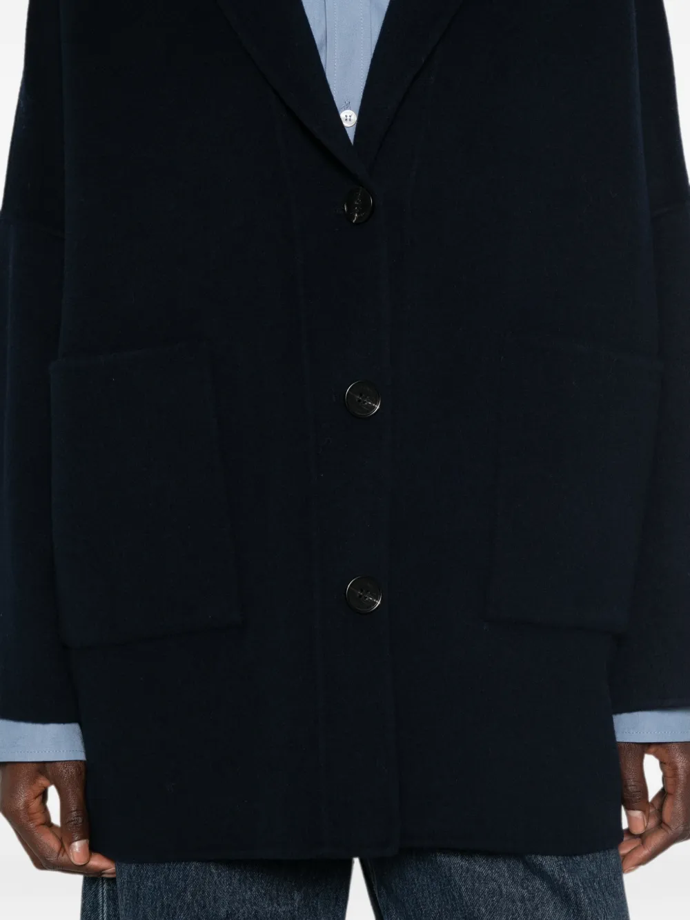 ERMANNO FIRENZE Jack met opgestikte zak en sjaalrevers Blauw