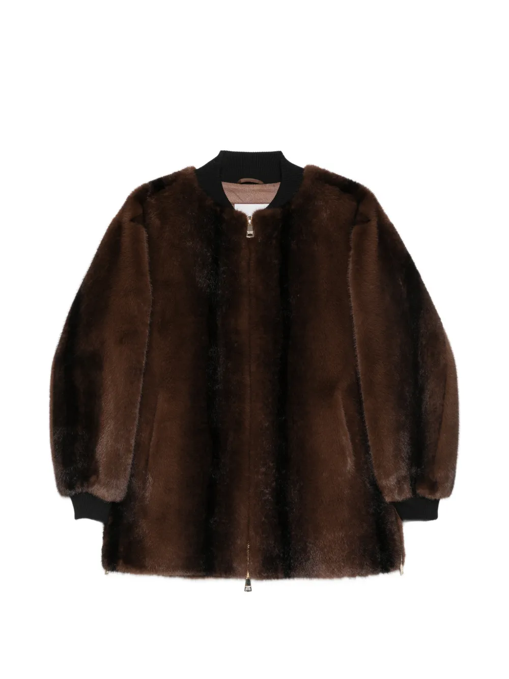 ERMANNO FIRENZE faux-fur zip-up jacket - Braun