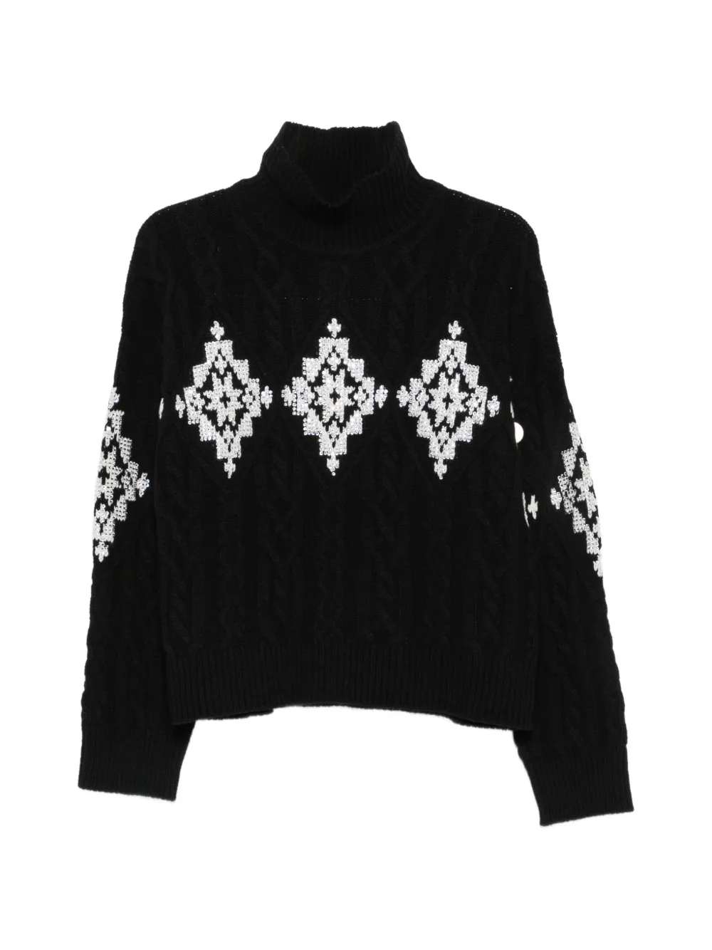 ERMANNO FIRENZE cable-knit sequin-embellished jumper - Nero