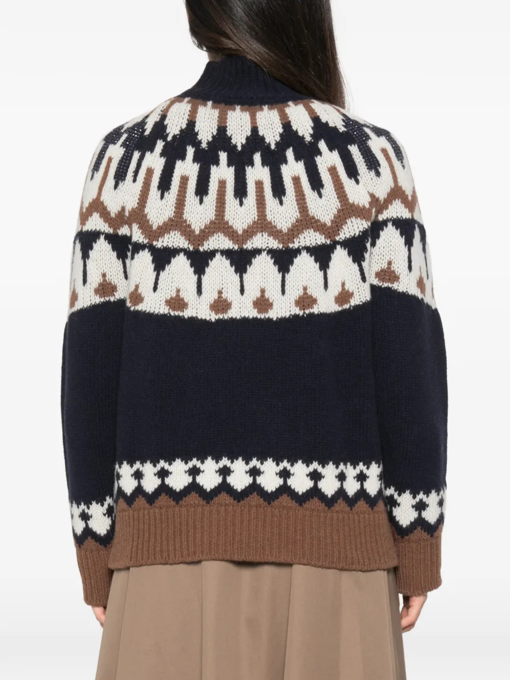 Ermanno Firenze Geometric Pattern Knitted Wool Turtleneck Sweater In Multi