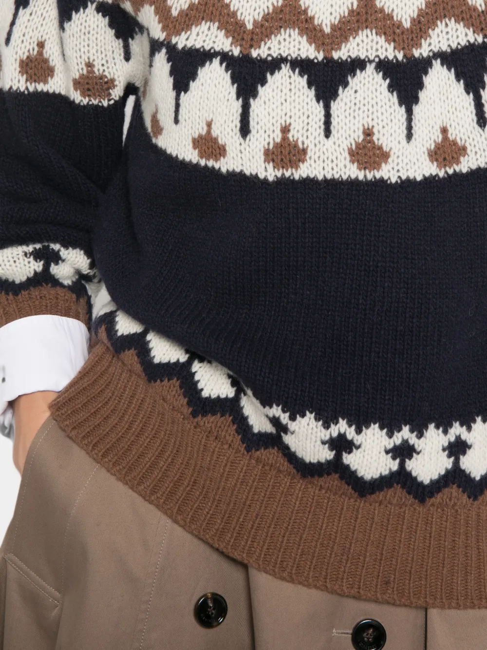 Ermanno Firenze Geometric Pattern Knitted Wool Turtleneck Sweater In Multi