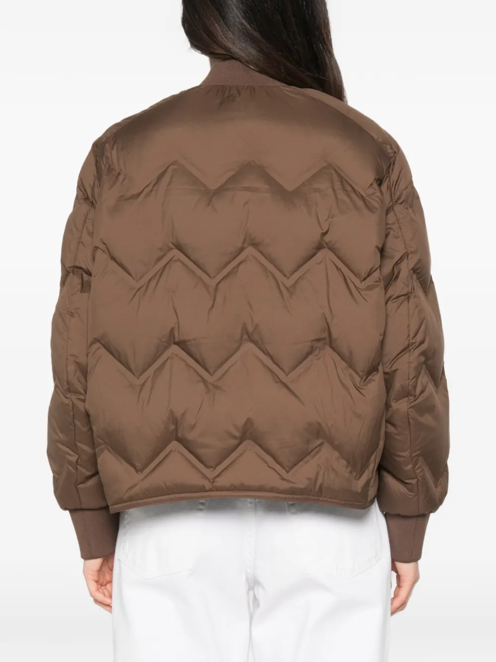 ERMANNO FIRENZE Gewatteerd jack met chevron-patroon en logo-patch Bruin
