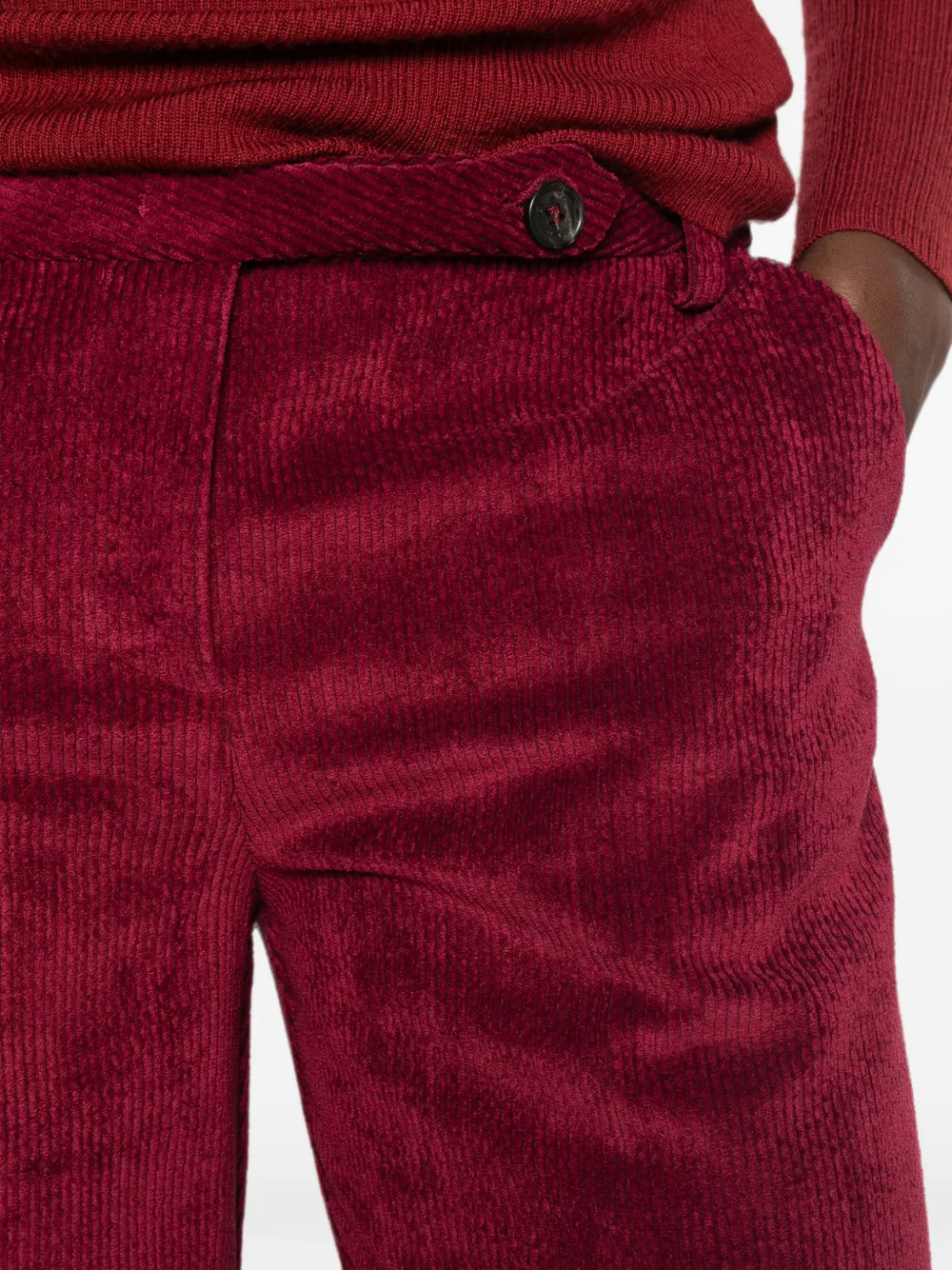 ERMANNO FIRENZE Palazzo broek met ribfluwelen effect Rood