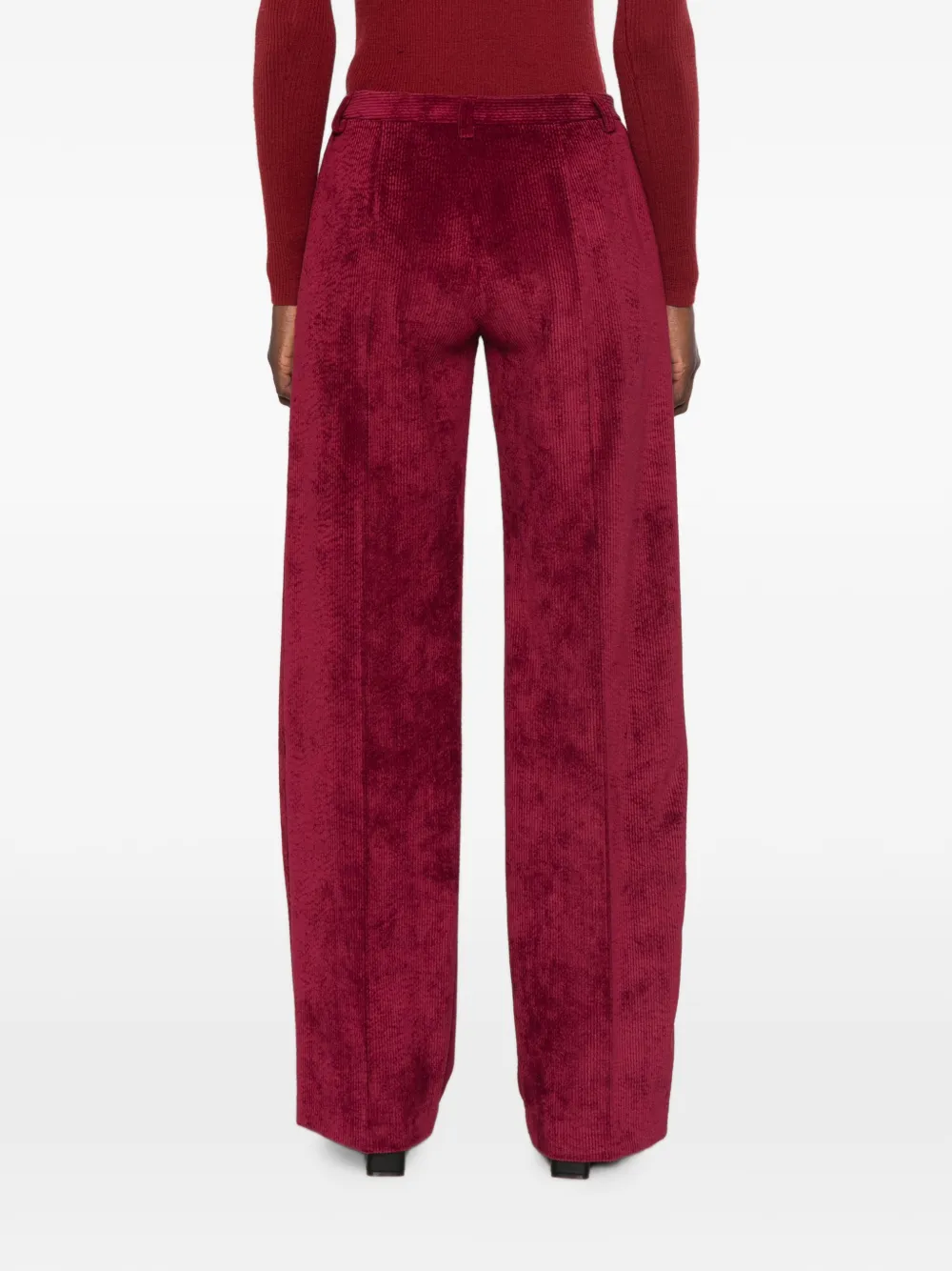 ERMANNO FIRENZE Palazzo broek met ribfluwelen effect Rood