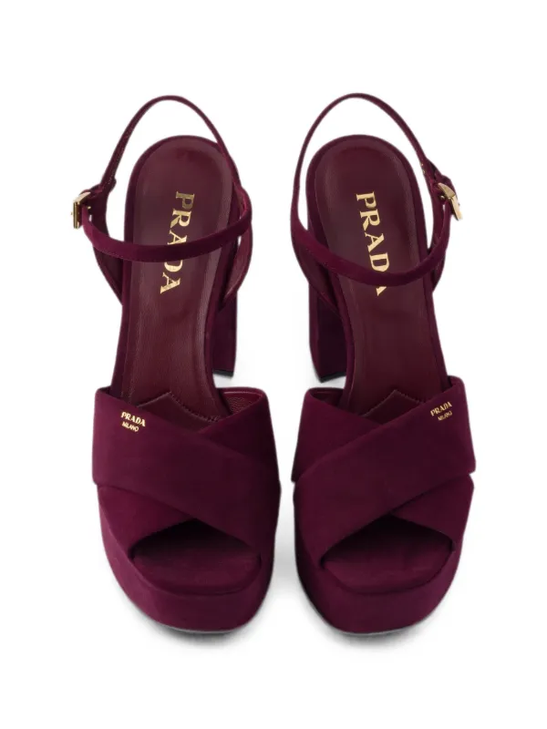 PRADA スエード プラットフォーム サンダル Prada プラットフォーム スエードサンダル | パープル | FARFETCH JP