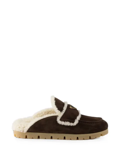 Prada suede and shearling mules