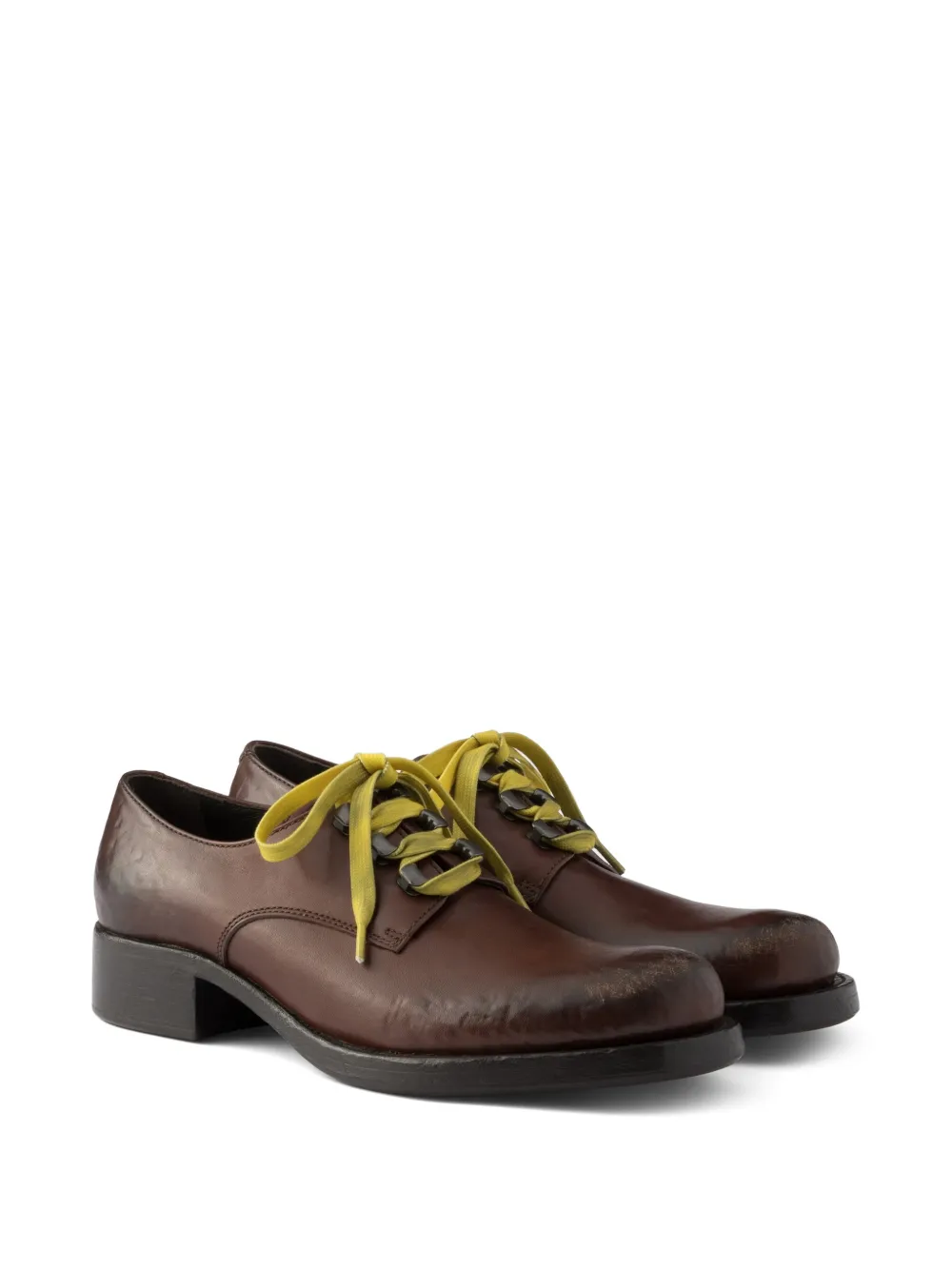Prada antiqued-leather lace-up shoes Bruin