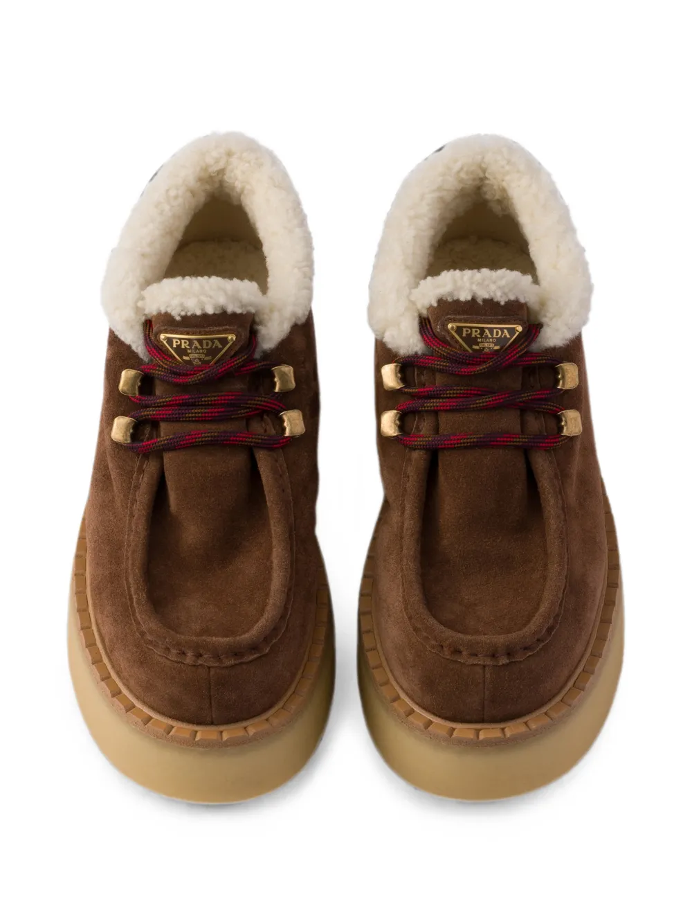 Prada shearling-trim platform lace-up shoes Bruin