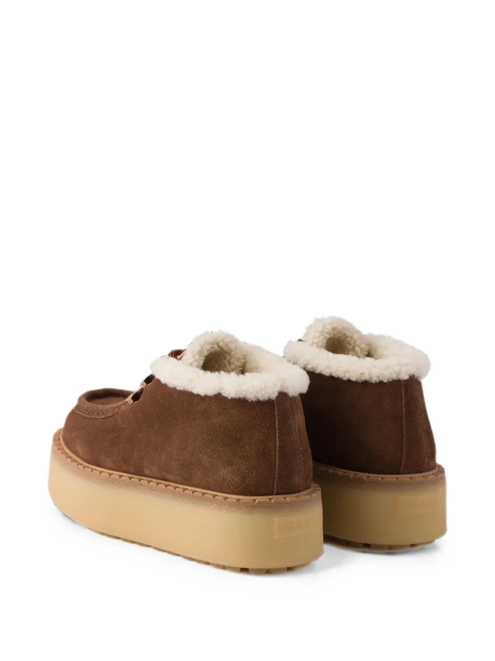 Prada shearling-trim platform lace-up shoes Bruin