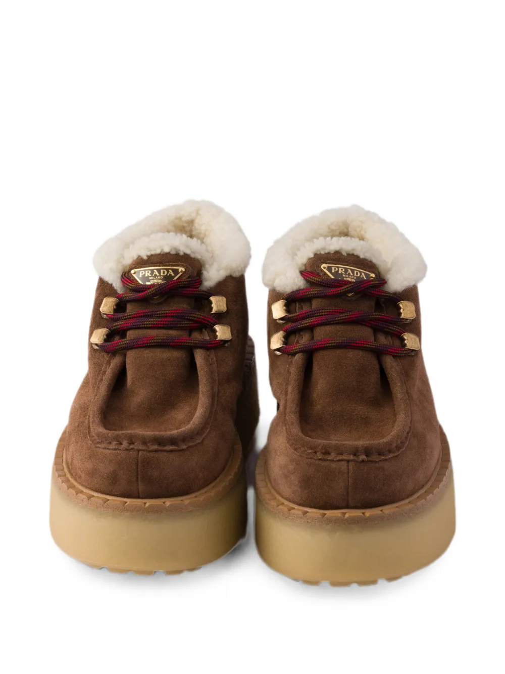Prada shearling-trim platform lace-up shoes Bruin