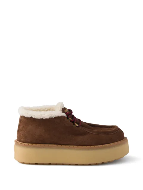 Prada shearling-trim platform lace-up shoes
