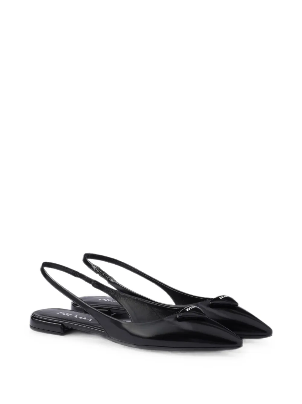 Prada Geborstelde leren slingback ballerina's Zwart