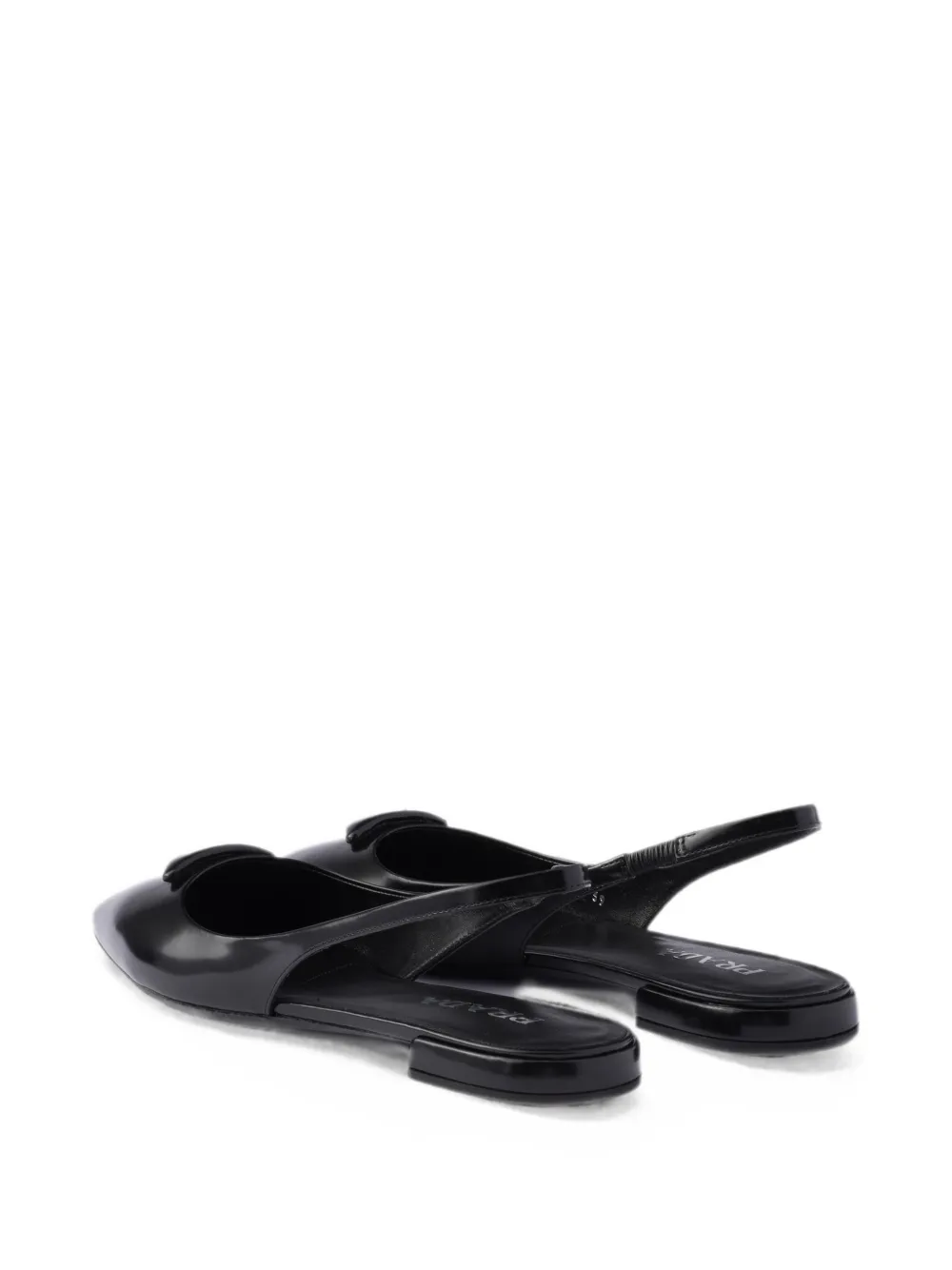 Prada Geborstelde leren slingback ballerina's Zwart