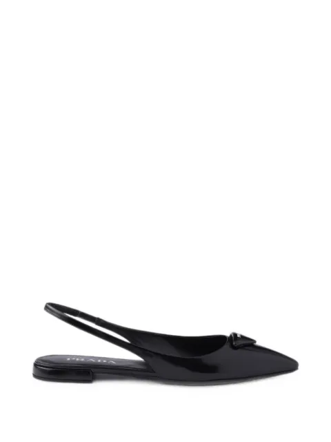 Prada brushed leather ballerina slingbacks