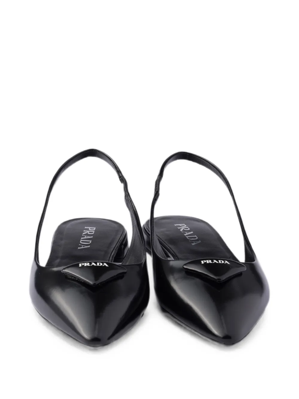 Prada Geborstelde leren slingback ballerina's Zwart