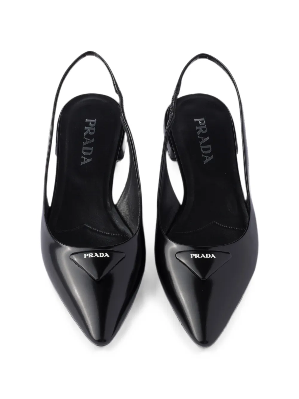 Prada Geborstelde leren slingback ballerina's Zwart