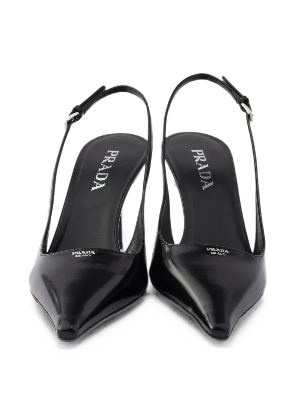 Prada brushed leather slingback pumps Zwart