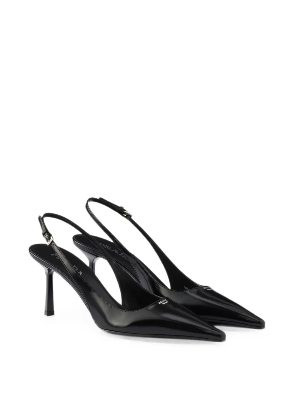 Prada brushed leather slingback pumps Zwart