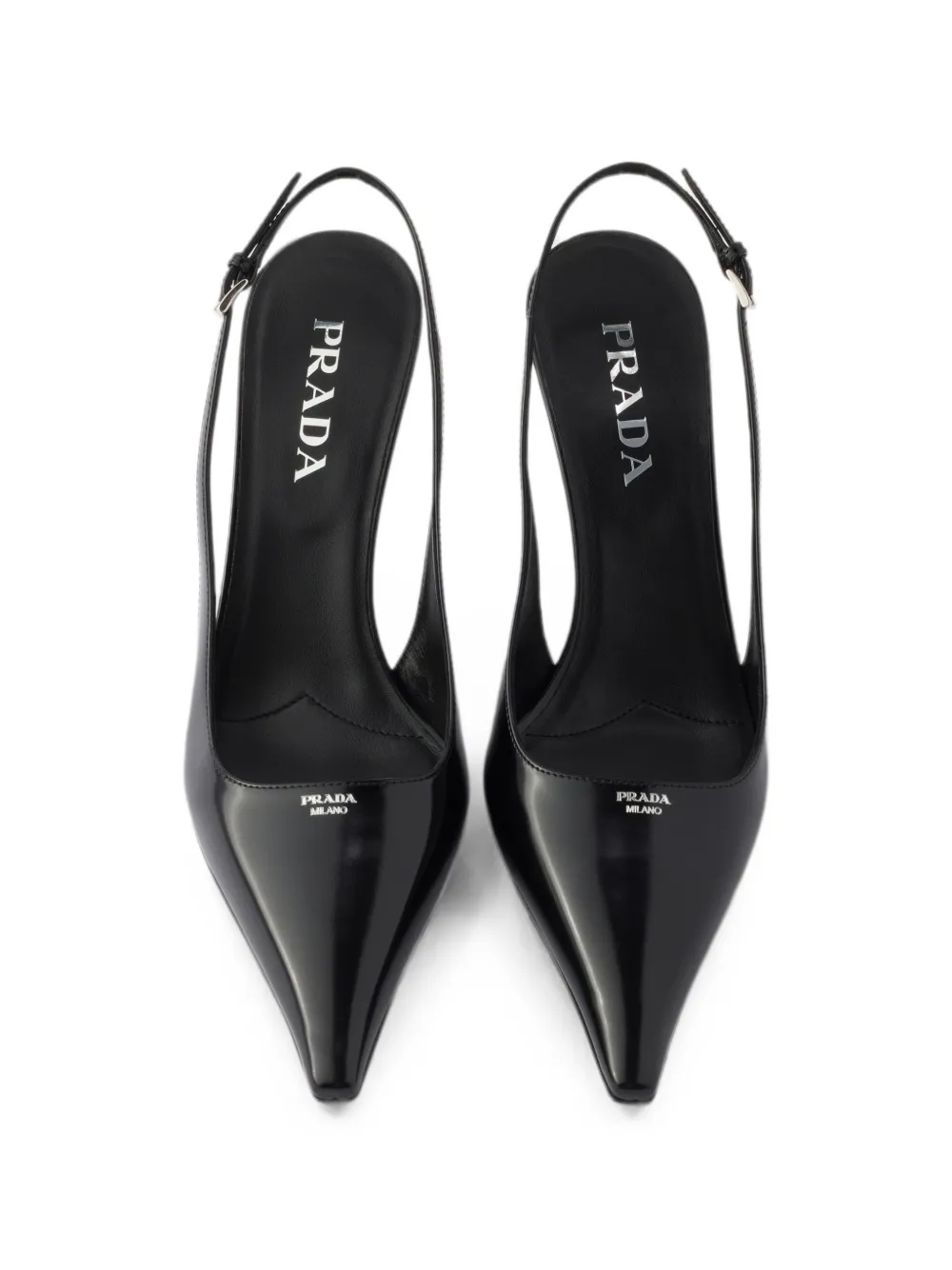 Prada brushed leather slingback pumps Zwart