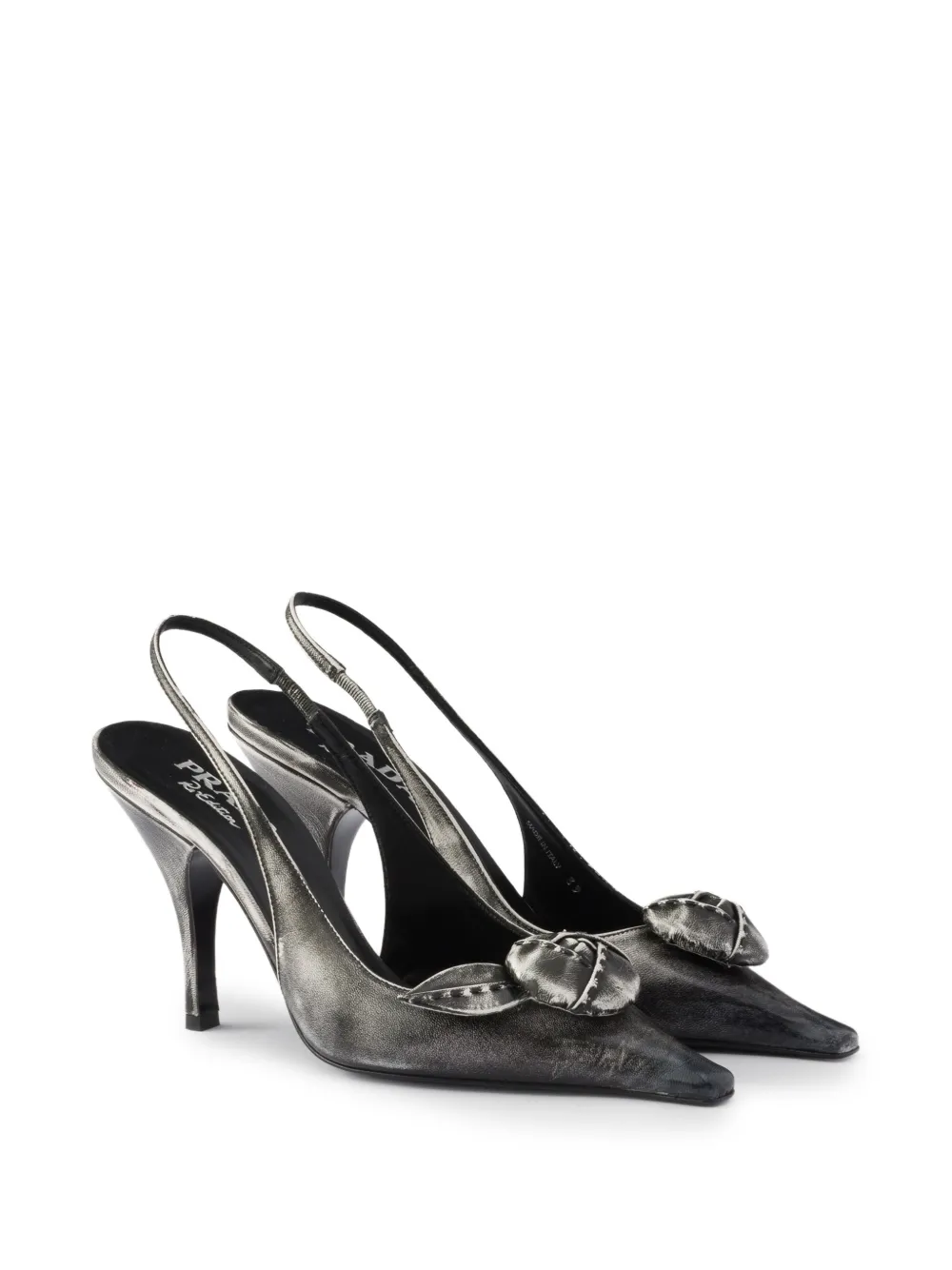 Prada Leren slingback pumps Zwart